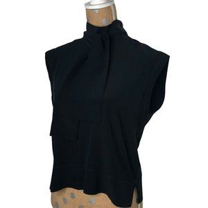 Everlane Women's 100% Silk Tie Neck Sleeveless Blouse Size 4 Lightweight Black